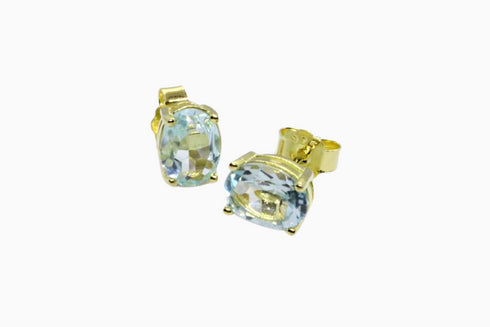 Divya दिव्या | Blauer Topas | Ohrstecker | 18K Vermeil Vergoldung